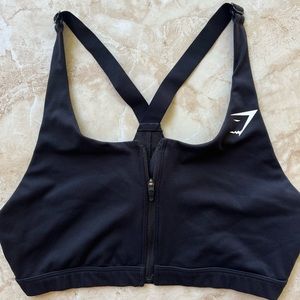 Black Gymshark Sports Bra. Size: small. Style: Zip-Up